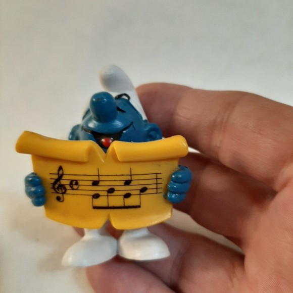Schleich Other - Smurfs Singer Caroler Smurf Sheet Music 1978 Vintage Schleich Figure Peyo